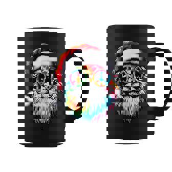 Hippie Groovy Tie-Dye Santa Peace Sign Christmas Women Coffee Mug - Thegiftio