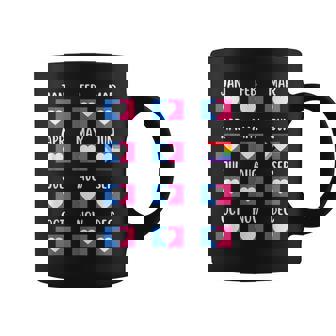 LGBTQ Pride Love Cisgender Heart Flag Twelve Month Calendar Graphic Print Coffee Mug - Monsterry