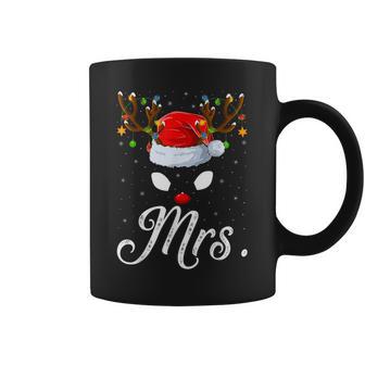 Matching Family Santa Hat Mrs Reindeer Christmas Graphic Print Coffee Mug - Monsterry