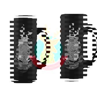 Merry Christmas Cartoon Reindeer Joy Love Peace Graphic Print Coffee Mug - Monsterry