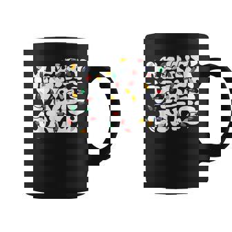 Merry Vibes Only Christmas Lights Holiday Retro Vintage Coffee Mug - Thegiftio