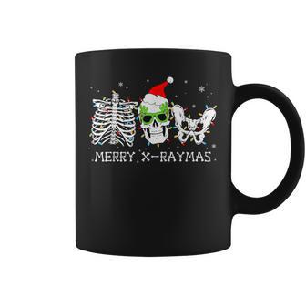 Merry X-Raymas Radiology Tech Skeleton Respiratory Therapist Graphic Print Coffee Mug - Monsterry