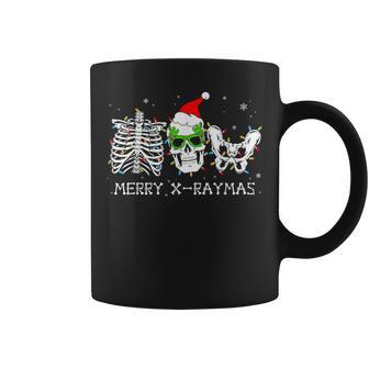 Merry X-Raymas Skeleton Rib Cage Radiology Skull Christmas Graphic Print Coffee Mug - Monsterry