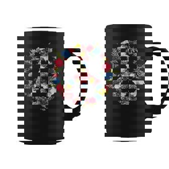 Peace Sign Flower Wreath Love And Kindness Botanical Hippie Graphic Print Coffee Mug - Monsterry