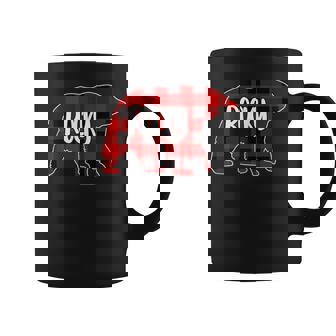 Rocky Bear Custom Red Buffalo Plaid Christmas Pajama Tank Top Graphic Print Coffee Mug - Monsterry