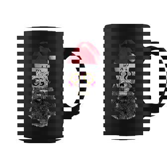 Santa Hat Skull Dad With Manly Beard Graphic Print Coffee Mug - Monsterry