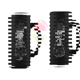 Santa Hat Skull Dad With Manly Beard Style 2 Graphic Print Coffee Mug - Monsterry