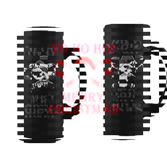 Santa Pirat Holiday Pirate Christmas Candy Canes Graphic Print Coffee Mug - Monsterry