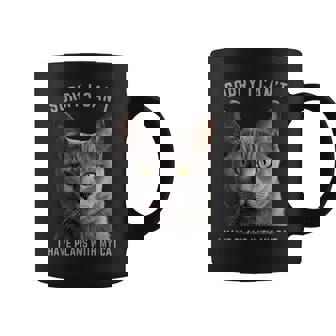 Sorry I Can't I Have Plans With My Cat Gray Cat Coffee Mug - Thegiftio