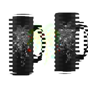Tropical Christmas Palm Tree With Lights And Ornaments Coffee Mug - Monsterry