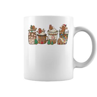 Gingerbread Cookie Christmas Coffee Cups Latte Snowman Cozy Graphic Print Coffee Mug - Monsterry