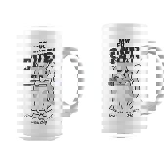 Meow Slayer Knife Cat Edgy Dark Humor Meme Pink Graphic Print Coffee Mug - Monsterry