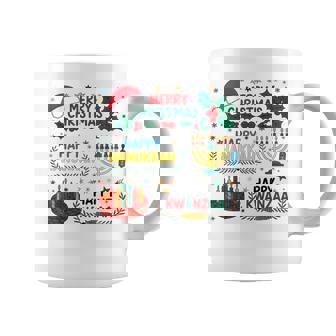 Merry Christmas Happy Hanukkah And Happy Kwanzaa Coffee Mug - Thegiftio