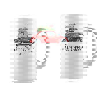 Merry Christmas Victorian Watercolor Vintage Red Truck Tee Graphic Print Coffee Mug - Monsterry