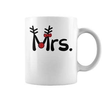 Mrs Reindeer Christmas Couples Matching Xmas Costume Graphic Print Coffee Mug - Monsterry
