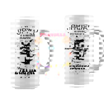I Survived Cat Fireworks Funny Black Cat Graphic Print Coffee Mug - Monsterry