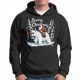 Bearry Christmas Santa Polar Bear Ride Christmas Xmas Hoodie - Thegiftio UK