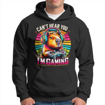 Capybara Lover Can't Hear You I'm Gaming Capybara Video Game Hoodie - Thegiftio UK