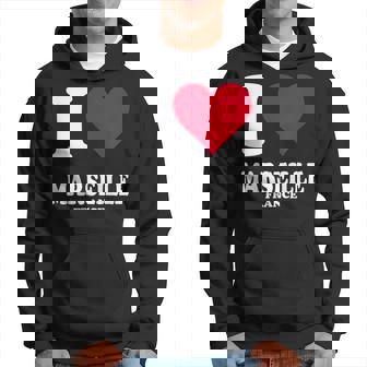 Coeur Rouge J'aime Marseille Sweat à capuche - Cadeauxyz