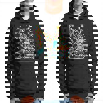 Construction Excavator Christmas Tree Light For Boys Toddler Hoodie - Seseable