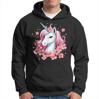 Cute Unicorn With Cherry Blossoms I Unicorn Hoodie - Thegiftio UK