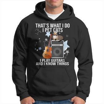 Damen Das Ist Was Ich Mache Ich Pet Cats Ich Spiele Gitarren & Ich Weiß Dinge Mit-Ausschnitt Kapuzenpullover - Geschenkecke