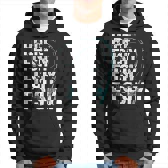 Here-Fishy Fisherman Fishing Rod Hoodie - Thegiftio UK