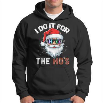 I Do It For The Hos Inappropriate Christmas Santa Led Hoodie - Thegiftio UK