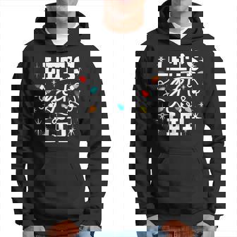 Let's Get Lit Drinking Santa Hat Christmas Lights Hoodie | Mazezy