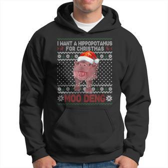 Moo Deng Christmas All I Want For Christmas Is A Moo Deng Hoodie - Thegiftio UK