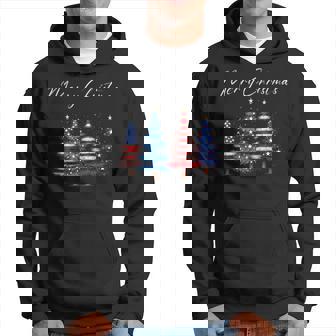 Patriotic Christmas Tree With American Flag Colors Hoodie - Thegiftio UK