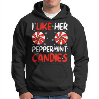 I Like Her Peppermint Candies Couples Xmas Christmas Pajama Hoodie - Thegiftio UK