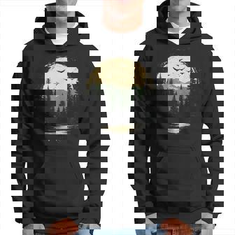 Retro Wilderness Bear Trees Reflection Outdoor Forest Hoodie - Thegiftio