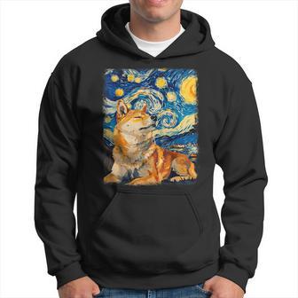 Shiba Inu Dog Starry Night Painting Hoodie - Thegiftio UK