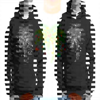 Tropical Christmas Palm Tree With Lights And Ornaments Hoodie - Monsterry