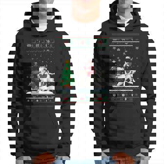 Ugly Christmas Tree Lights Santa Riding Great Pyrenees Dog Hoodie - Monsterry