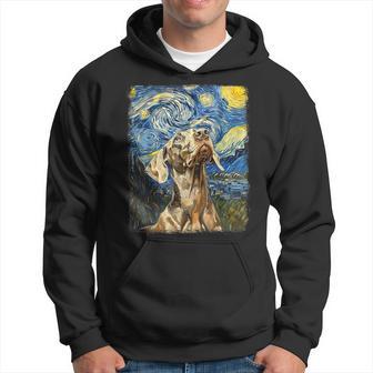 Weimaraner Dog Starry Night Painting Hoodie - Thegiftio UK