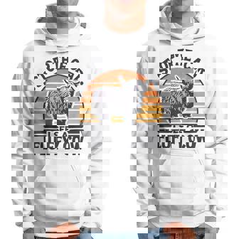 Stop The Car I See Fluffy Cow Retro Highland Cow Lover Hoodie - Monsterry