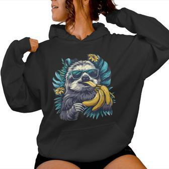 Banana Sloth Wildlife Sunglasses Portrait Banana Fruit Kapuzenpullover für Damen - Geschenkecke