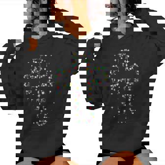 Christian Cross Jesus Merry Christmas Xmas Lights Pajamas Women Hoodie - Monsterry