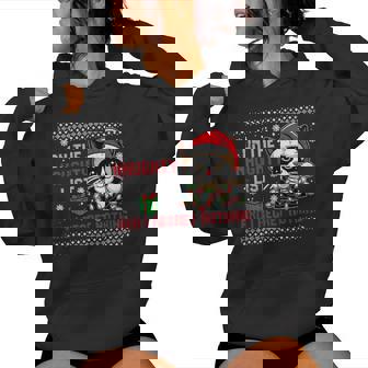 Christmas Cat Naughty List Regret Nothing Ugly Xmas Women Women Hoodie - Monsterry