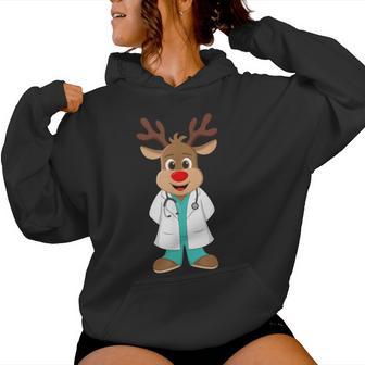 Christmas Nurse Reindeer Scrubs Uniform Kapuzenpullover für Damen - Geschenkecke