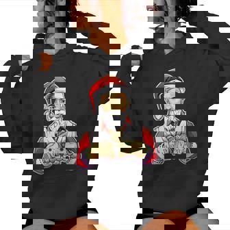 Christmas Santa With Tattoo Art Women's Hoodie - Monsterry