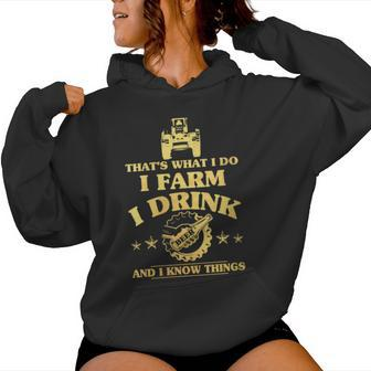 Damen Das Ist Was Ich Mache Farm Drink Beer Ich Weiß Dinge Mit-Ausschnitt Kapuzenpullover für Damen - Geschenkecke