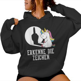 Erkenne Die Zeichen Unicorn Sarcasm Saying Women's Kapuzenpullover für Damen - Geschenkecke