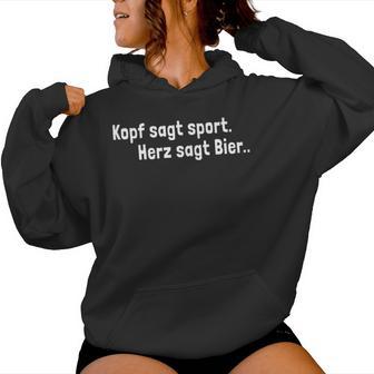 Kopf Sagt Sport Heart Says Beer Football Drinker Kapuzenpullover für Damen - Geschenkecke