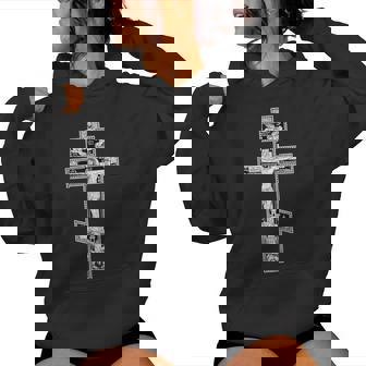 Vintage Orthodox Cross Christian Russian Orthodox Cross Women Hoodie - Monsterry