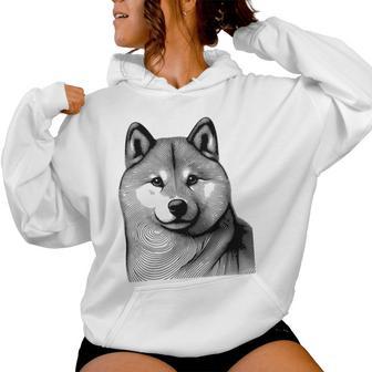 Dog Fingerprint Shiba Inu Dad Mom Gray Kapuzenpullover für Damen - Geschenkecke