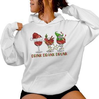 Drink Drank Drunk Wine Santa Christmas Blue Kapuzenpullover für Damen - Geschenkecke