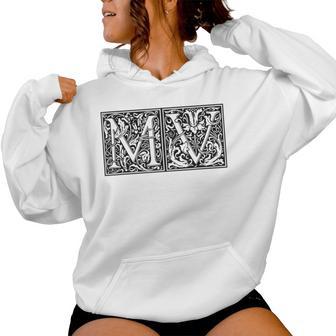 Mv Initials M Name Surname Onomastics Onomatology Gray Kapuzenpullover für Damen - Geschenkecke